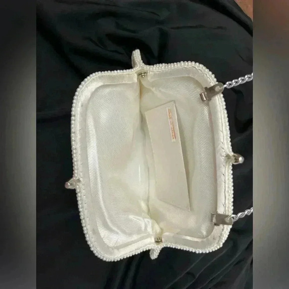 Pearl Beaded Clutch Vintage Made In Japan Formal Ivory Retro Classic Chain Strap - Picture 4 of 10